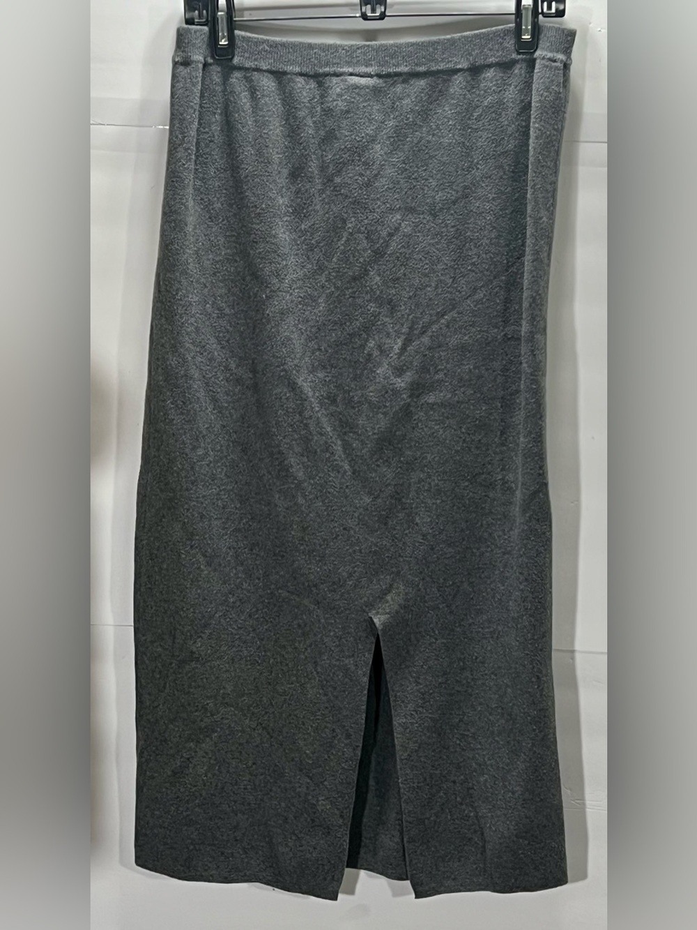 Jeanne Pierre Classic Charcoal Midi Skirt with Front Slit Size Large